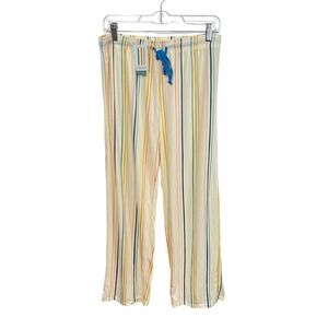 Hello Mello Lounge Pants Women M/L Cream Striped Havana Nights Lazy Daisy